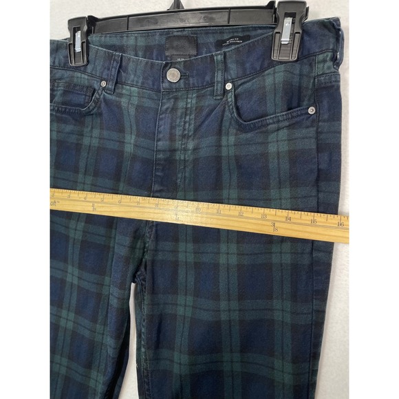 H&M Womens Jeans US 29 Skinny Fit Plaid Blue Green Casual Pants - Picture 4 of 13